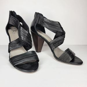 Vince Camuto Black Strap Leather Heel Sandal